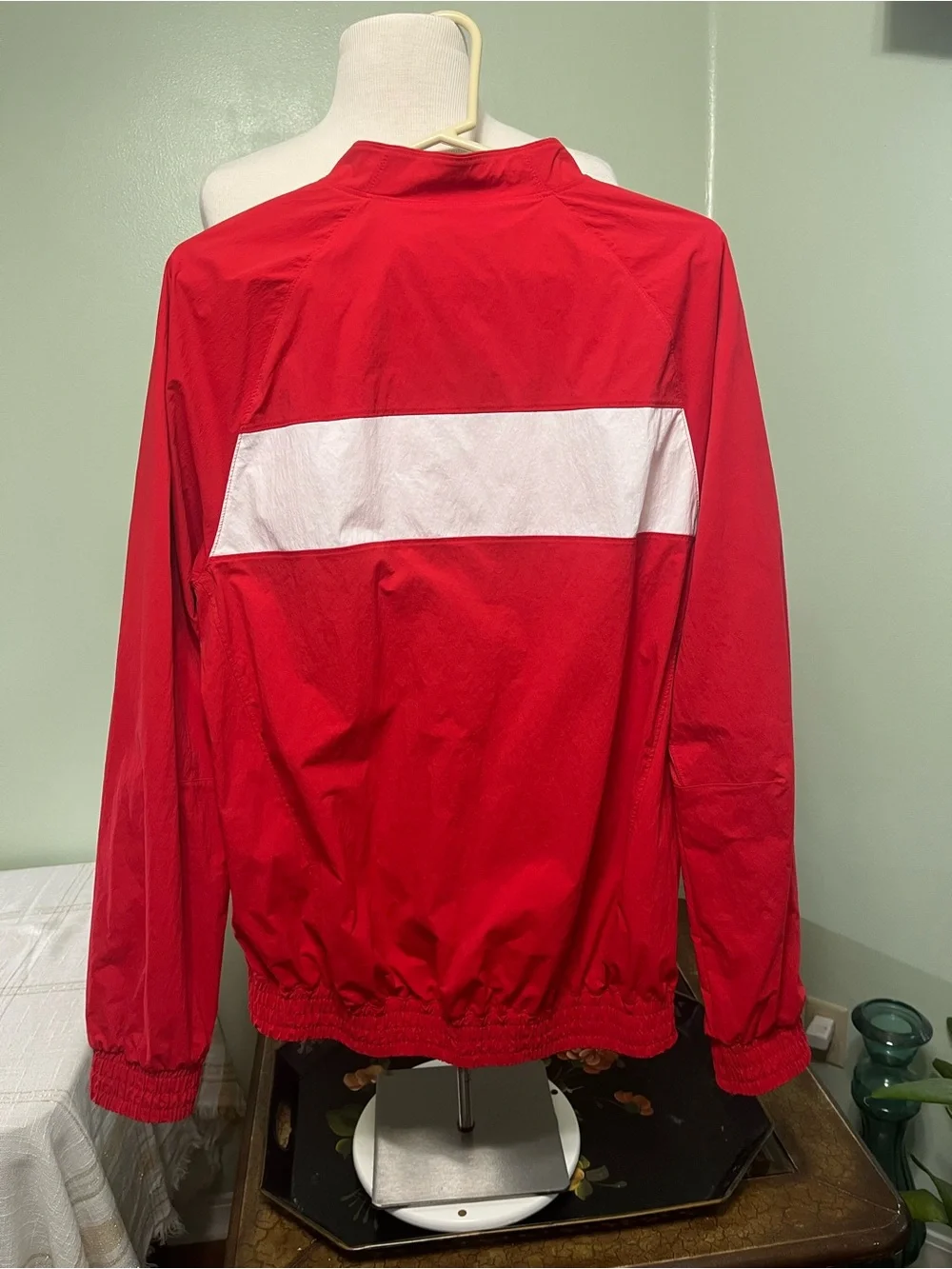 Jordan Team Woven Windbreaker Jacket Red White Men Size M Half Zip